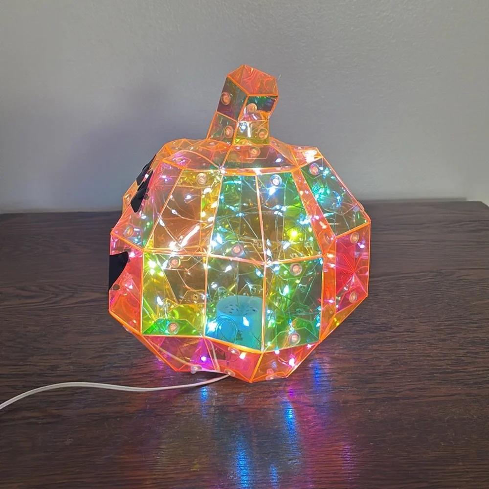 NWT- 🔋OPERATED- LED Light Up- Multicolor Holographic Halloween Jack-o-lantern 🎃